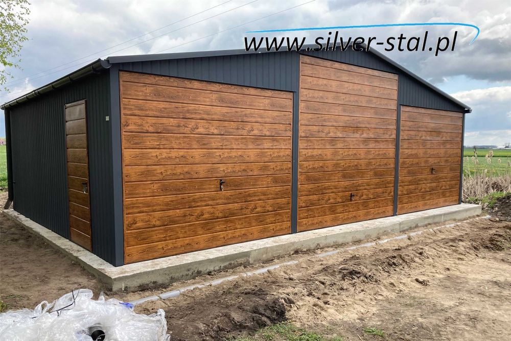 Garaż blaszany dwuspadowy 9x6 9x5 blaszak wiata blaszaki Silver-Stal