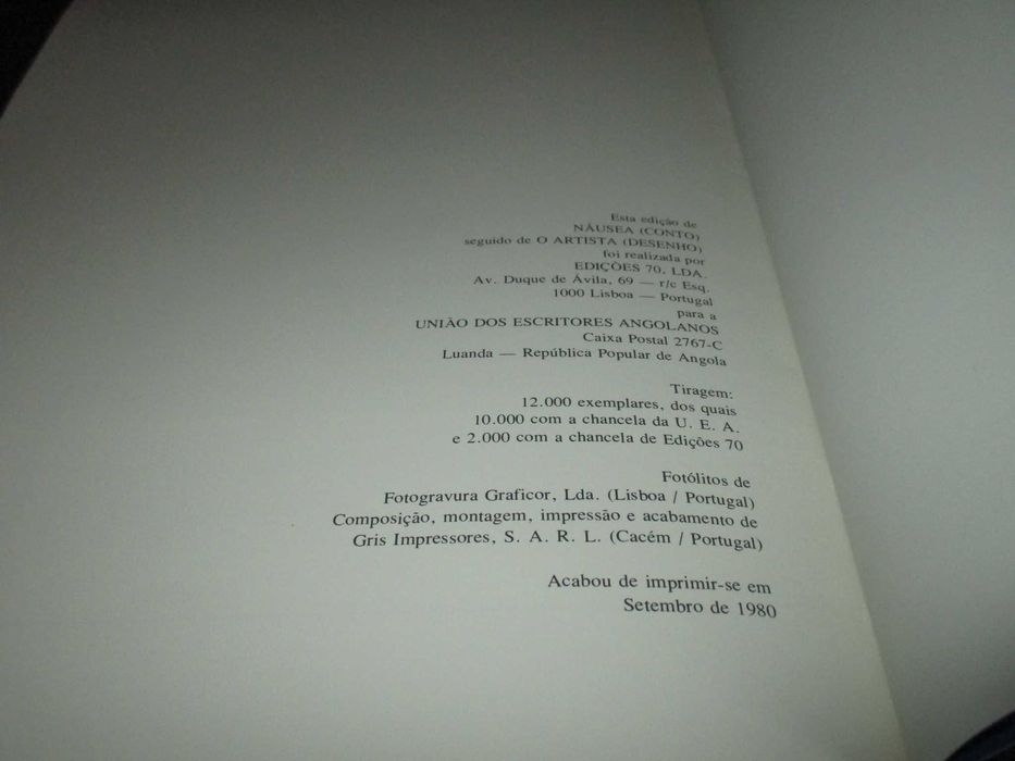 Livro Agostinho Neto Náusea Conto Artista Desenho