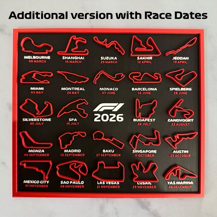 Quadro de pistas formula 1 - 2026