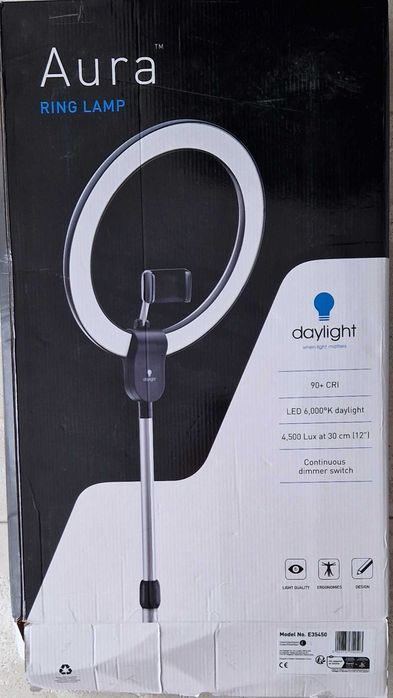 Lampa ledowa ze statywem Aura Ring, Daylight