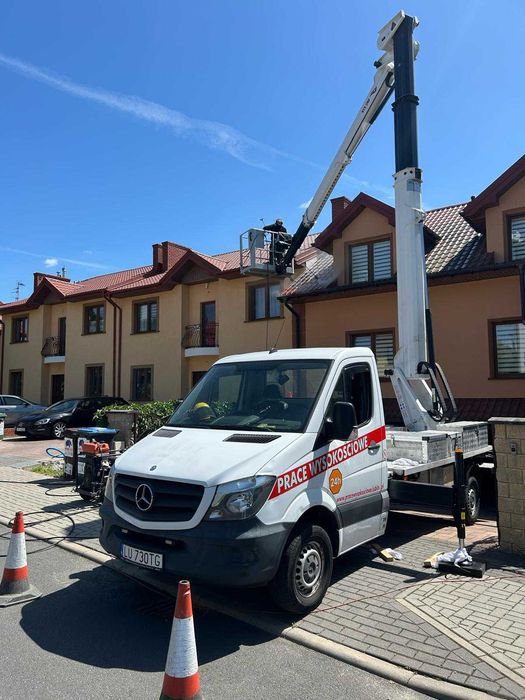 Podnośnik koszowy zwyżka 24,5m wynajem 24h wycinka drzew kompleksowe usługi  zabezpieczenia przed ptakami