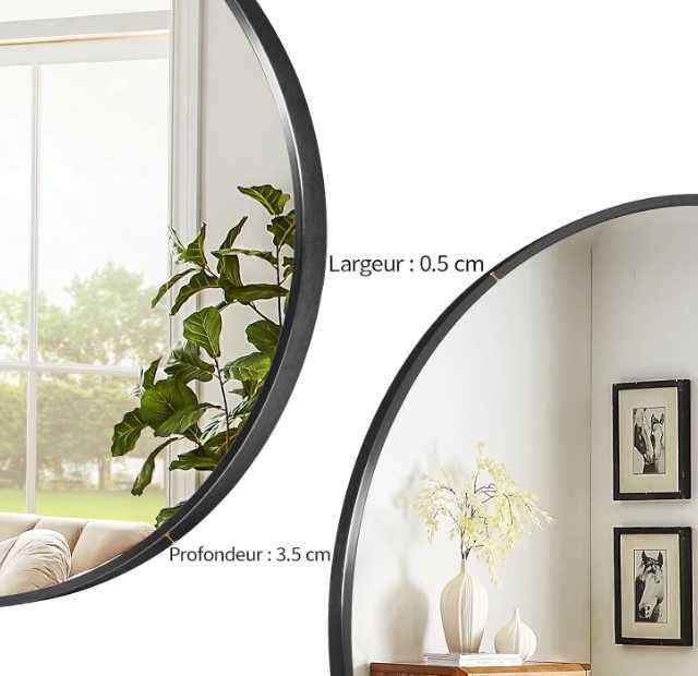 Lustro okrągłe BEAUTYPEAK 60 cm czarna aluminiowa rama