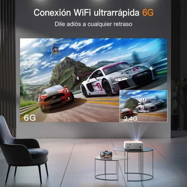 Projetor inteligente XuanPad Full HD 1080p com foco automático e tripé — excelente estado