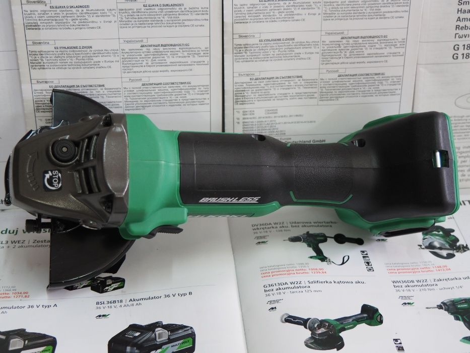 Szlifierka kątowa HIKOKI G 3613 DA bezszczotkowa regulacja obr. 36v