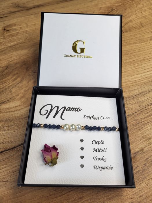Bransoletka z Kamieni naturalnych dla Mamy  Perly i Szafiry