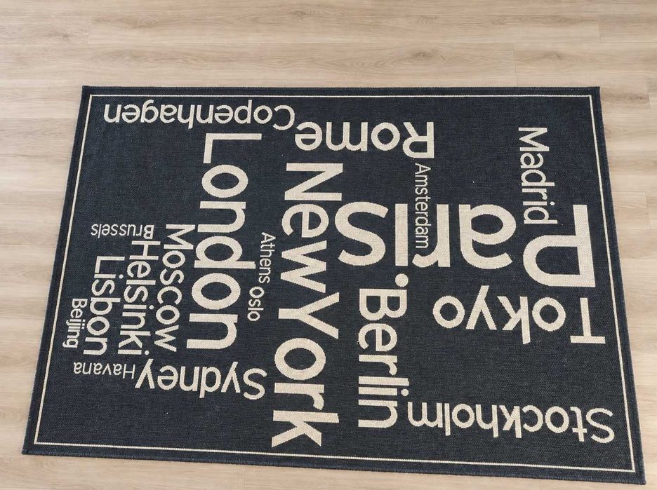 Tapete 160x230 cm preto e bege — Cidades | Como novo