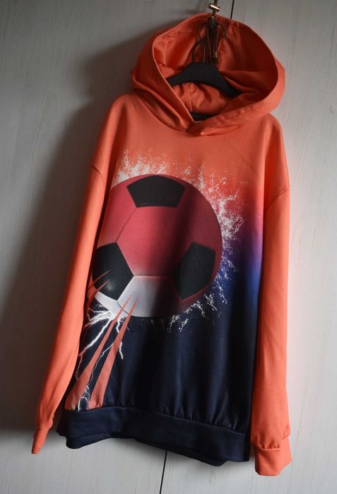 Bluza 158 164 sportowa piłkarska z kapturem treningowa wygodna dresowa