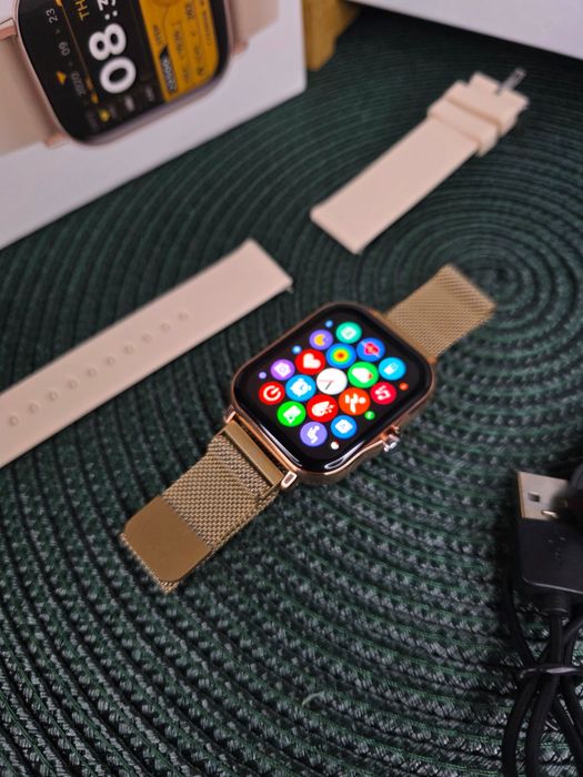 Złoty Smartwatch Damski LIGE 5, Połączenia Bluetooth 2 paski NOWY