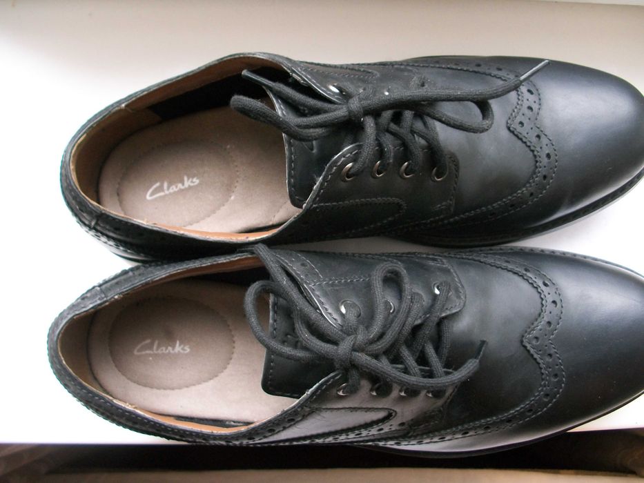 черные кожаные туфли Clarks 46 стелька 31 см  оригинал