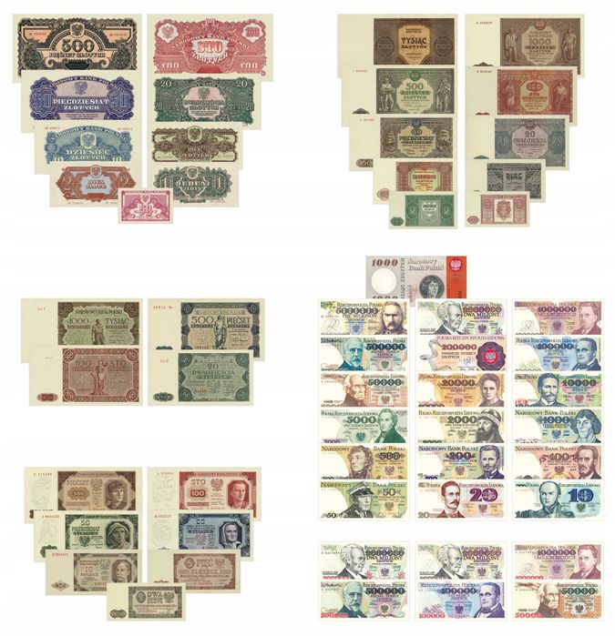 Zestaw kopii banknotów PRL