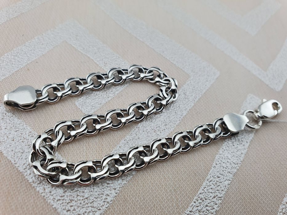 Срібний чоловічий браслет ланцюжок на руку Бісмарк 7 мм 925 проба