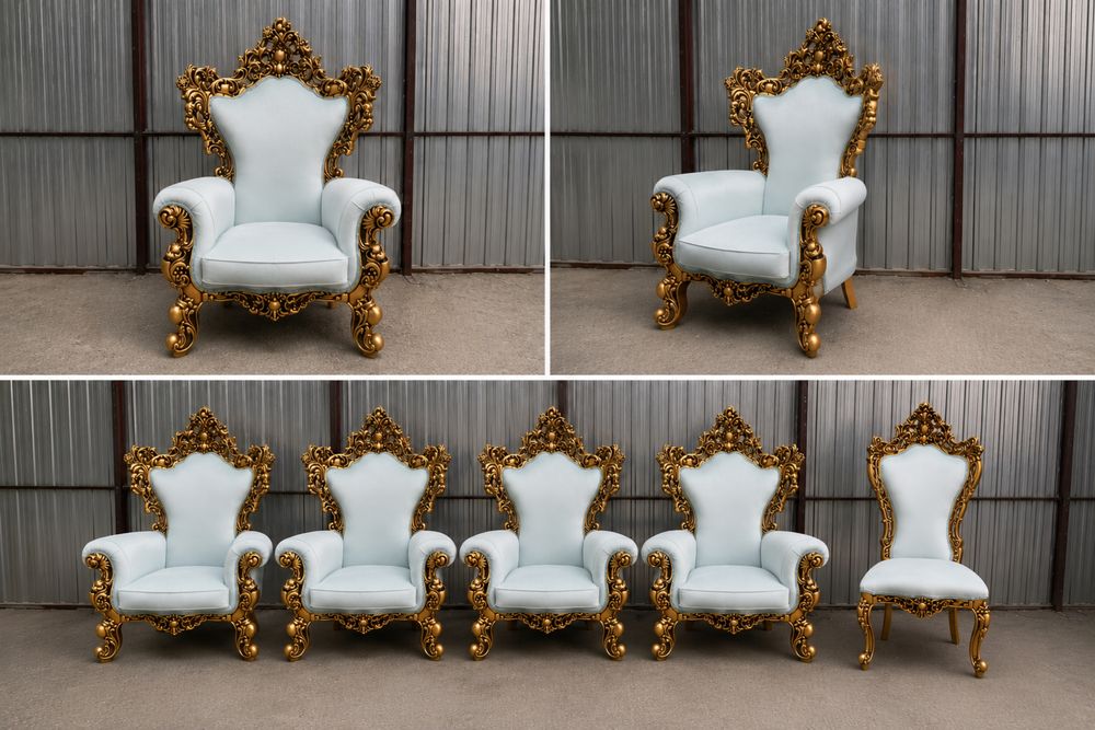 Komplet mebli w stylu barokowym / glamour – 4 fotele + 1 krzesło