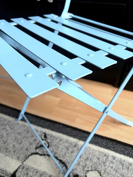 Zestaw mebli ogrodowych metal GardenLine niebieski 3 elementy - NOWY