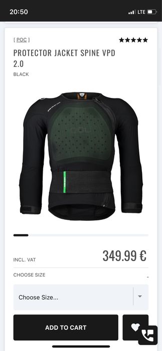 Защитная куртка  защита спины protector jacket spine vpd 2.0 bike poc