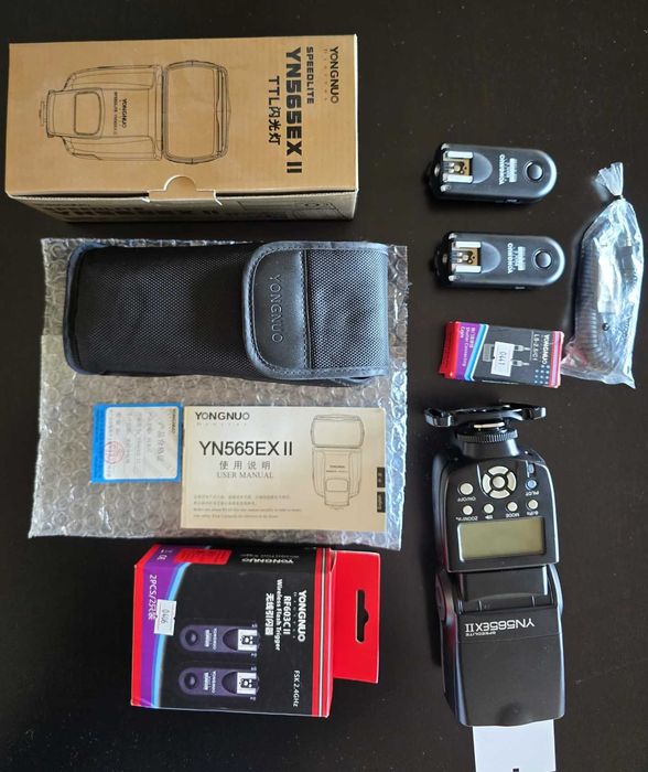 FLASH Yongnuo Speedlite YN568EX-II  + 2 Disparadores RF603C II para Canon NOVO