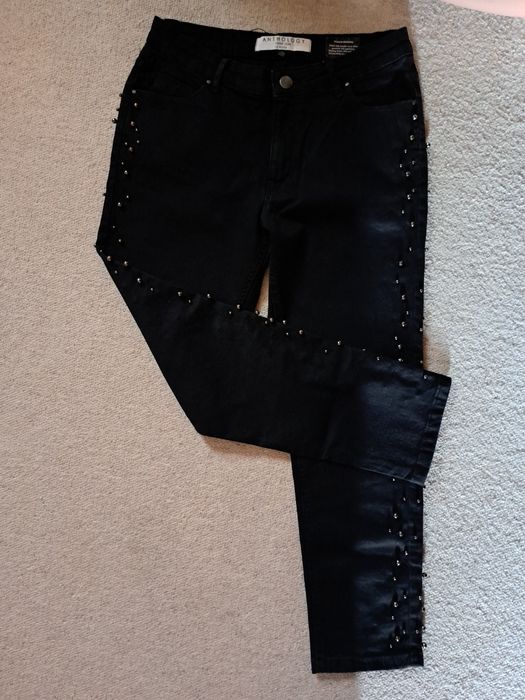 Nowe spodnie dżinsowe z perłami Denim Anthology Sadie Slim 12 Petite