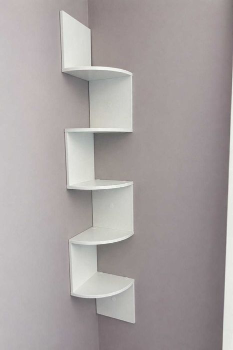 Szafka narożna ścienna biała 5 poziomów loft