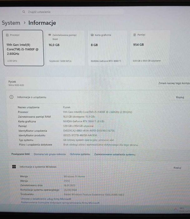 Komputer gamingowy RTX 3060TI