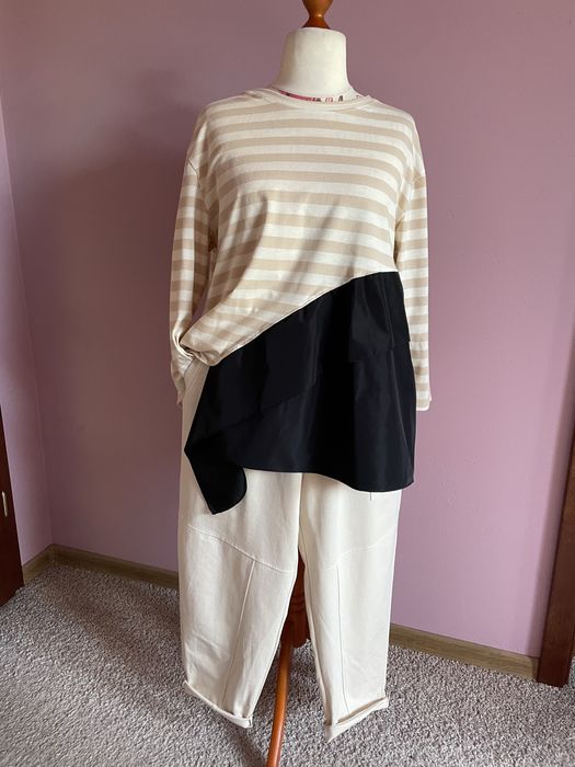 Bluzka basic tshirt asymetryczny beż 40/42/44/46