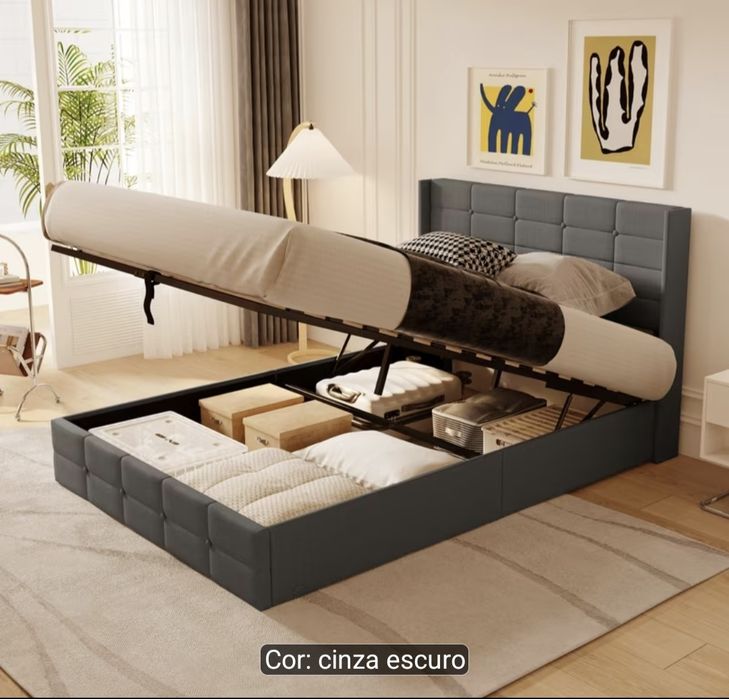 Cama de casal com arrumação  nova na caixa.