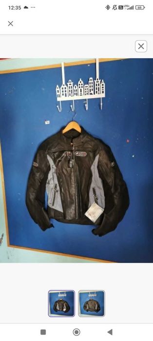 Kurtka skórzana męska Grid na moto - rozmiar 52