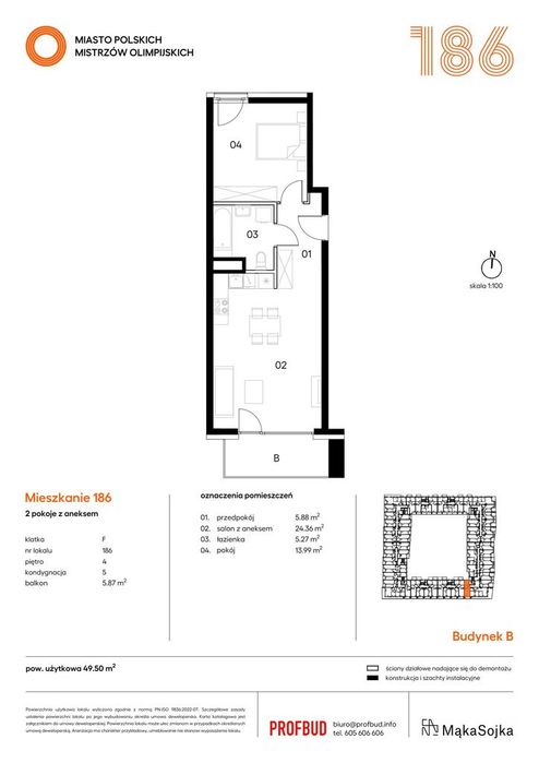 2-pokojowe mieszkanie 49m2 + balkon Bezpośrednio