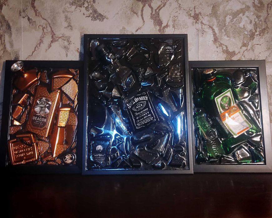 Картины ручной работы из эпоксидной смолы Jack Daniels, Jagermeister