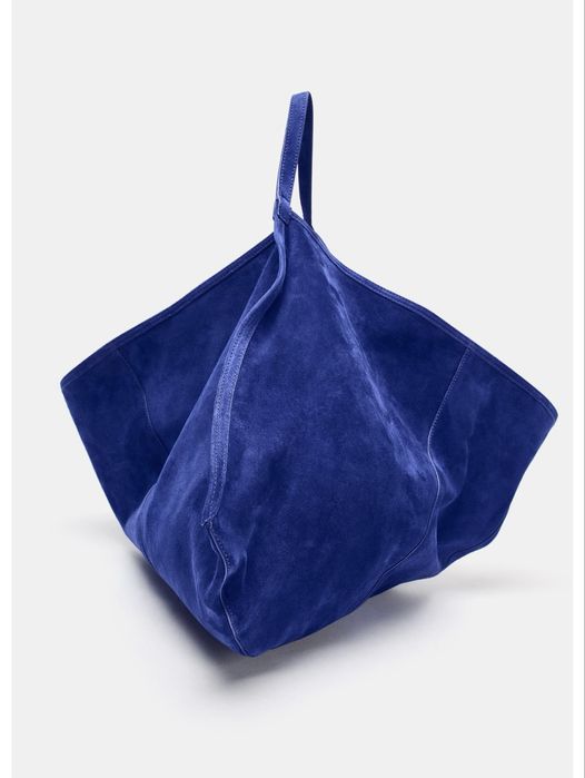 Torba skórzana zara worek kobaltowy