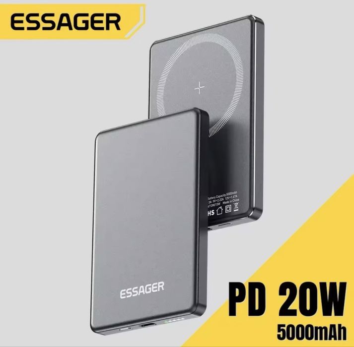 Essager Thin Wireless Power Bank MagSafe 20W 5000mAh, Колір Natural Titanium