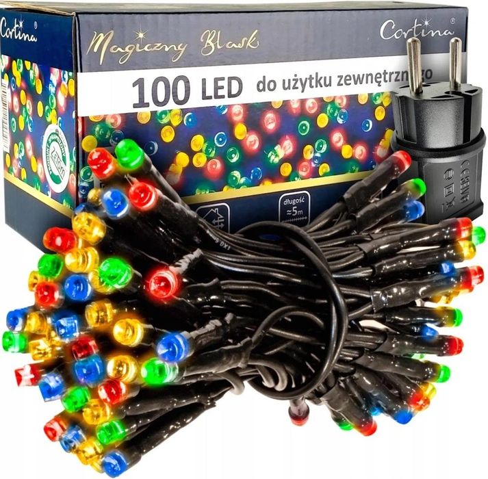 Lampki choinkowe wewnątrz 100 LED multi 4,9 m
