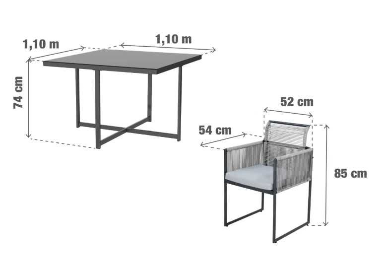 2 x Conjuntos Jardim refeição Mesa + Cadeiras NATERIAL Exterior