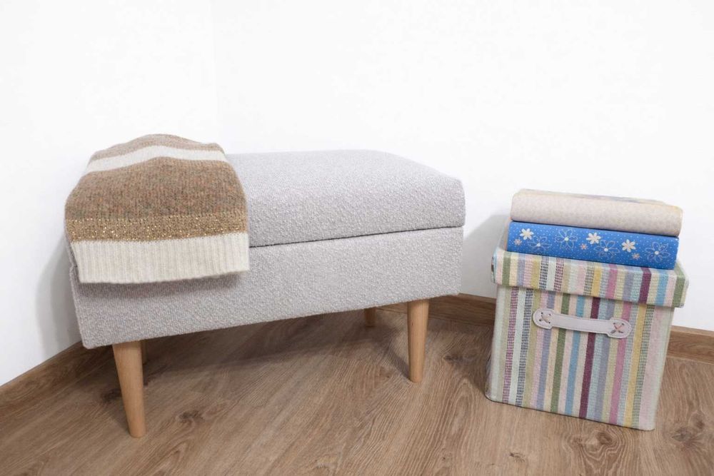 pufa otwierana 60cm podnóżek taboret tapicerowana schowek pojemnik