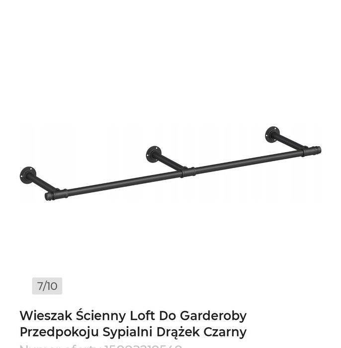 Wieszak ścienny,drążek czarny