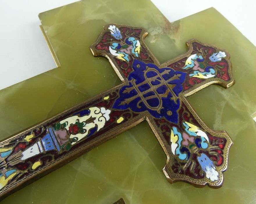 KROPIELNICA onyx emalia Jezus KRZYŻ 22,3 cm