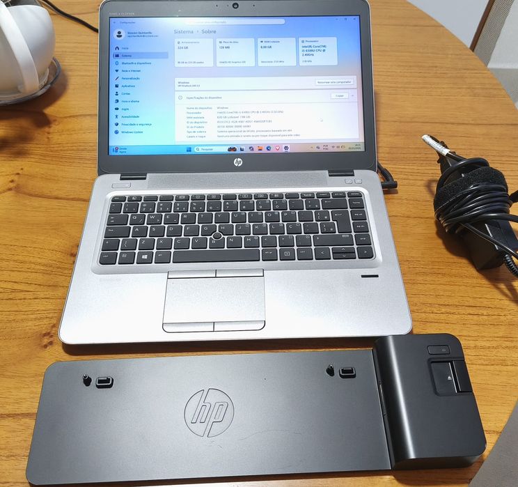 Notebook HP i5 256GB SSD e 8GB RAM com carregador e docking station HP Original