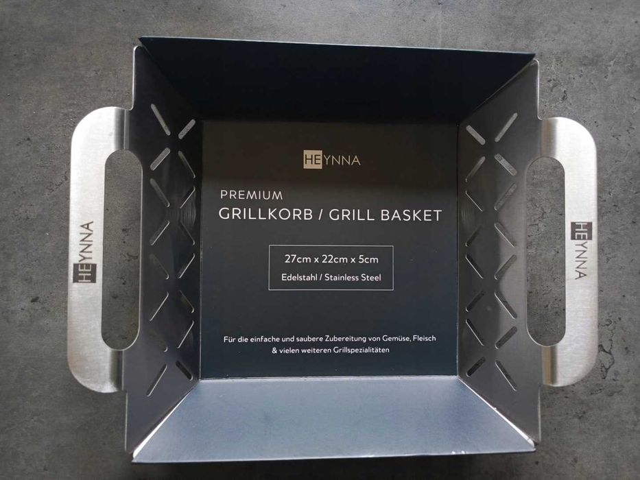 Kosz na grilla grillowanie warzyw mięsa ryb stal nierdzewna 22x22x6cm