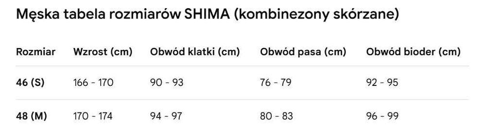 Kombinezon motocyklowy SHIMA STR rozmiar góra 48/ dół 46