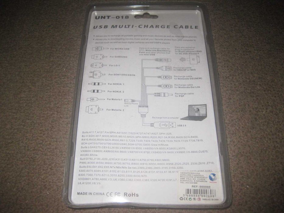 Carregador USB de Consolas, Telemóveis...Novo!