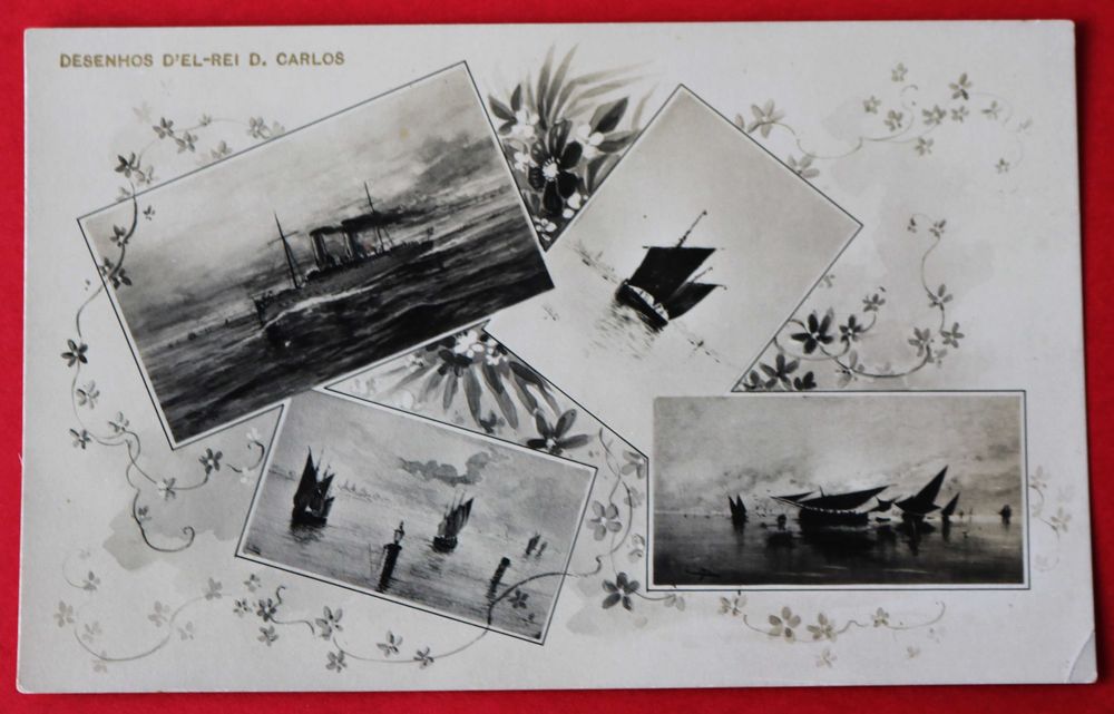 Desenhos de El-Rei D. Carlos postal fotográfico, Papelaria Palhares