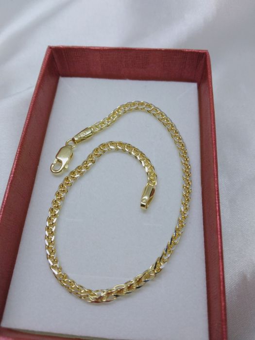 Złota bransoletka lisi ogon, złoto diamentowane 585, długość 19 cm