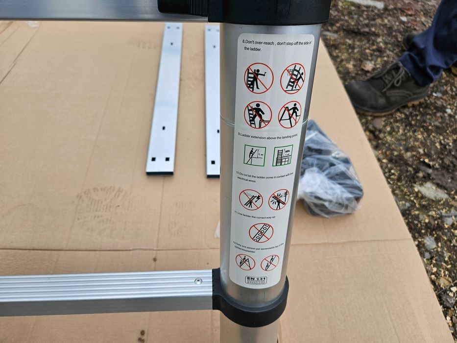 Drabina teleskopowa STANEW 5 m (2,5 + 2,5) składana 2 w 1 aluminiowa