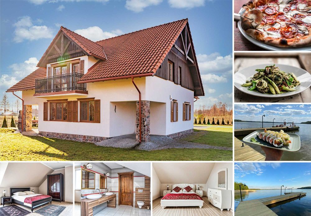 Wakacje na Mazurach! 100m od jeziora! Willa 7sypialni! 18 osób!