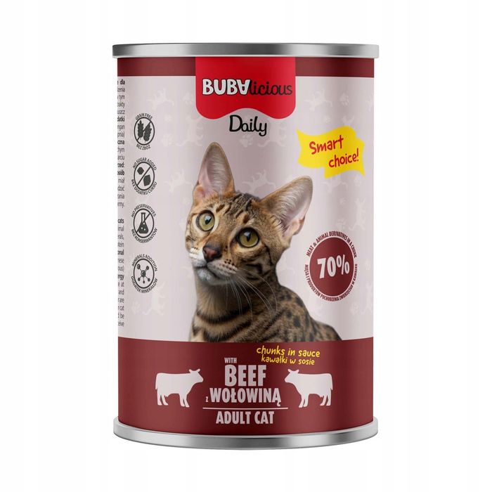 BUBAlicious karma mokra dla kota DAILY 400g puszka WOŁOWINA adult