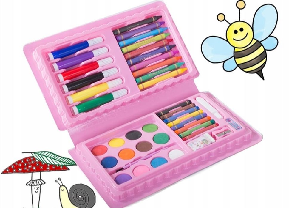 Zestaw artystyczny do malowania w pudełku 42 szt kredki mazaki farby