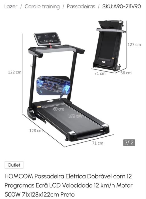 Urgente!! Passadeira Elétrica Dobrável HOMCOM Preta