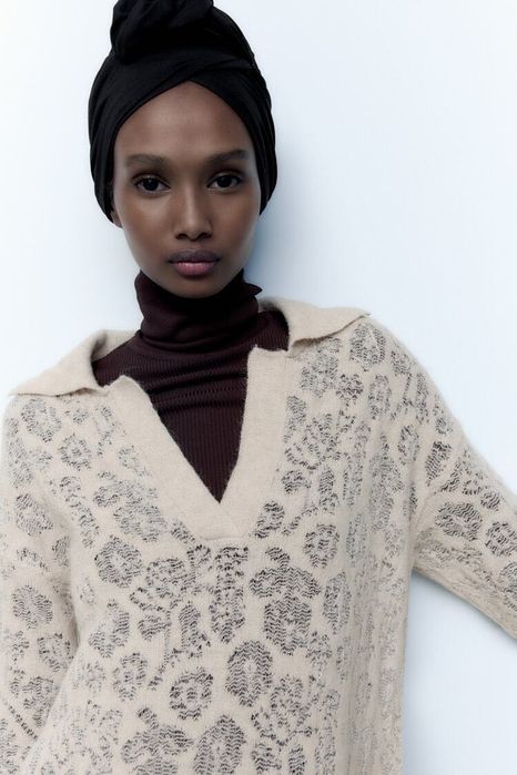 Zara sukienka z dzianiny pointelle