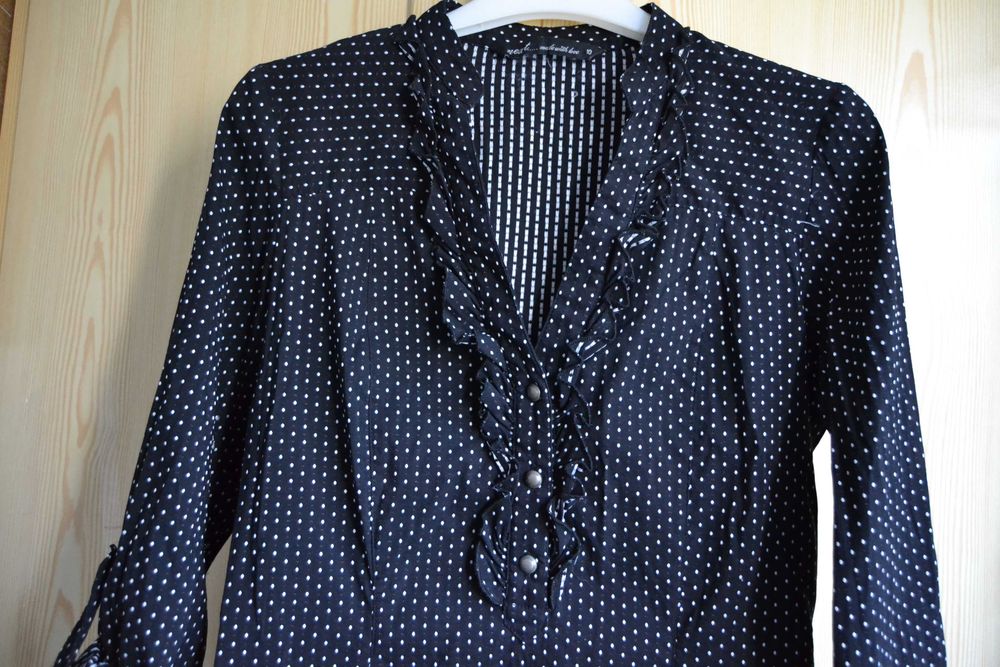 Czarna koszula w białe kropki Next 38 M