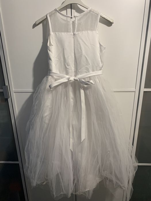 Sukienka komunia wesele biała tiul r. 140