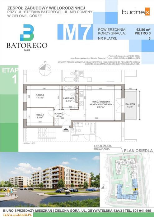 Nowe Mieszkanie | Zielona Góra | 3 pokoje | 62,80 m² | Bez Prowizji