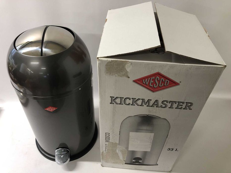 Wesco Kickmaster kosz na śmieci 33L stalowy grafitowy design retro